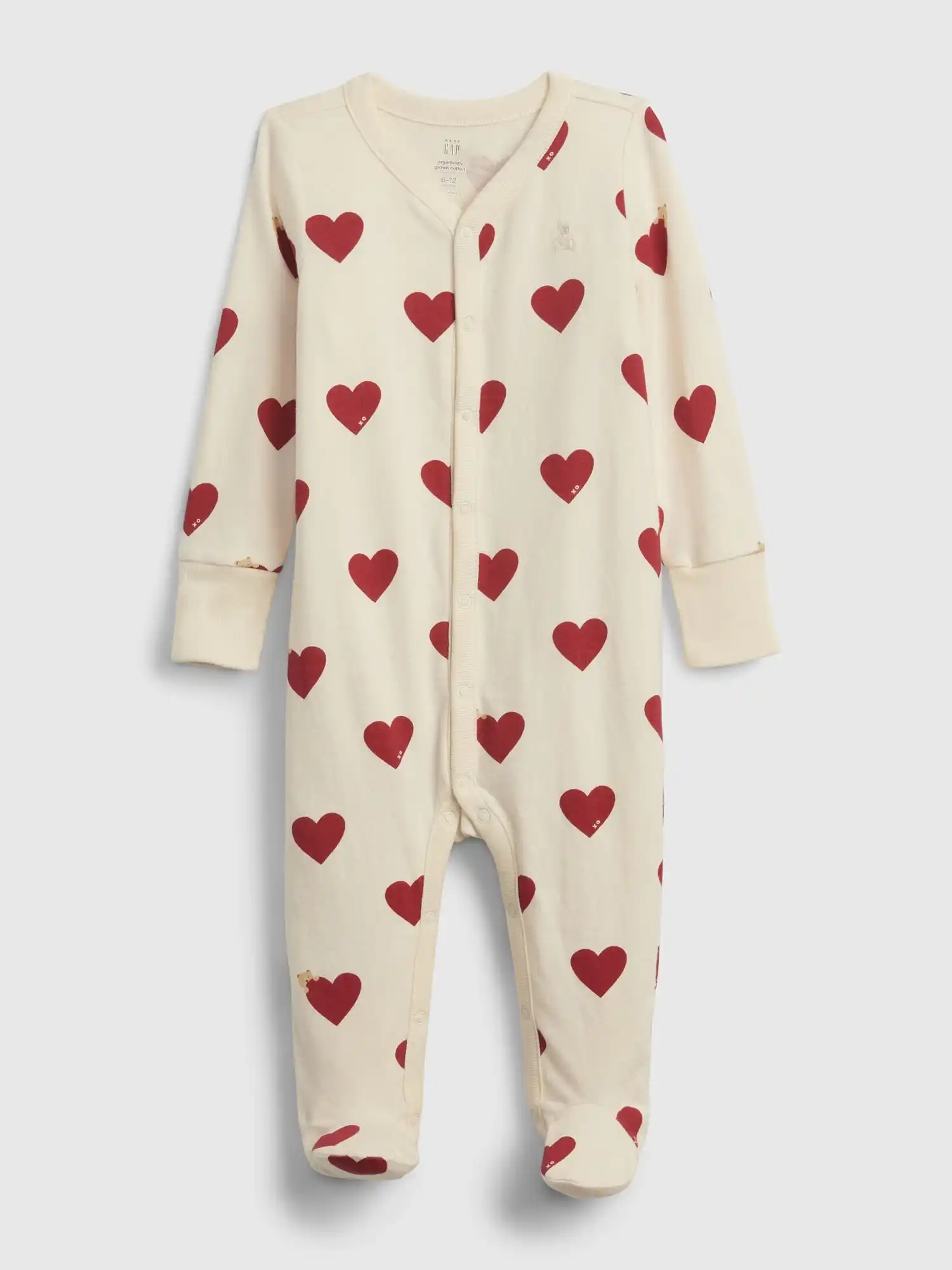 Baby onesie with hearts.