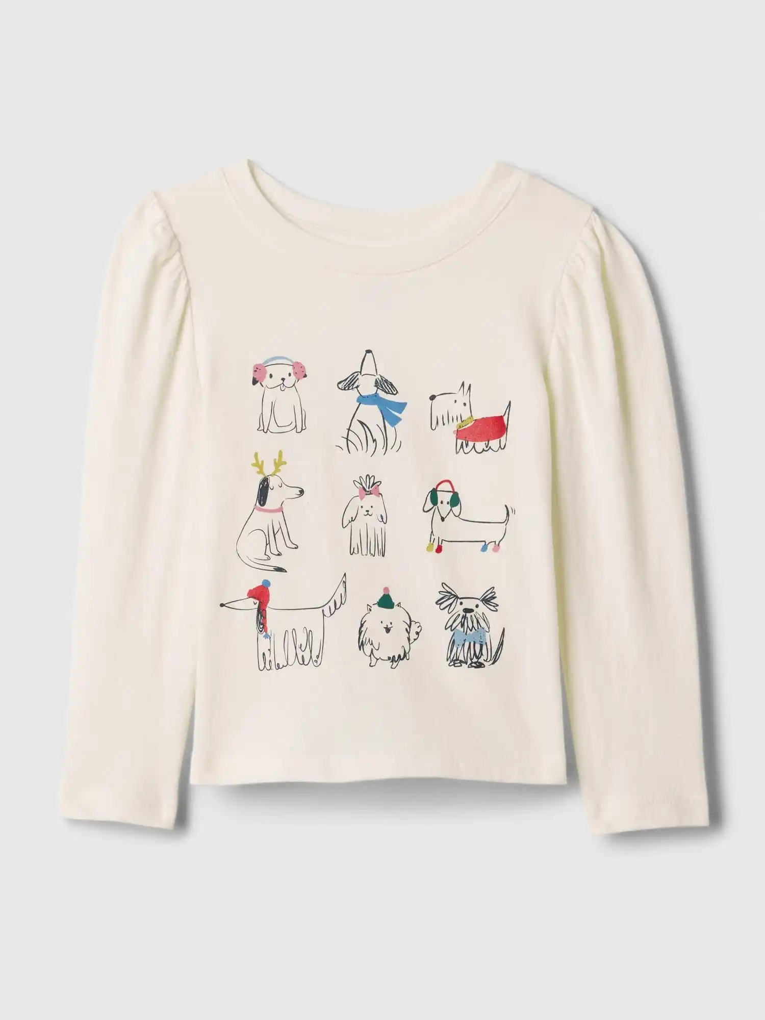 Shirt with drawings of dogs.