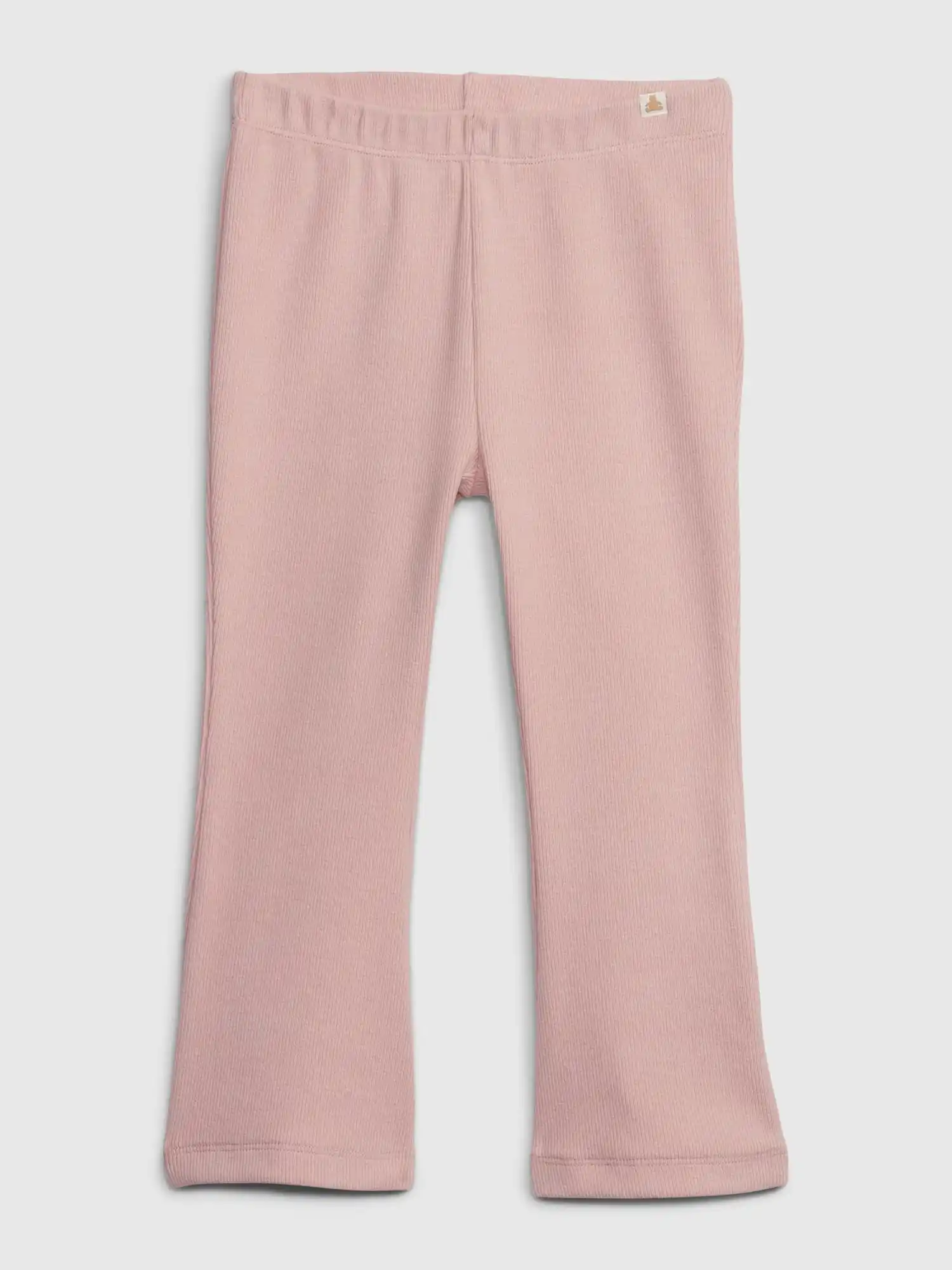 Pink lounge pants that flare out on the bottom.